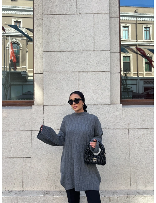 Örgü Desen Lesa Kazak Antrasit