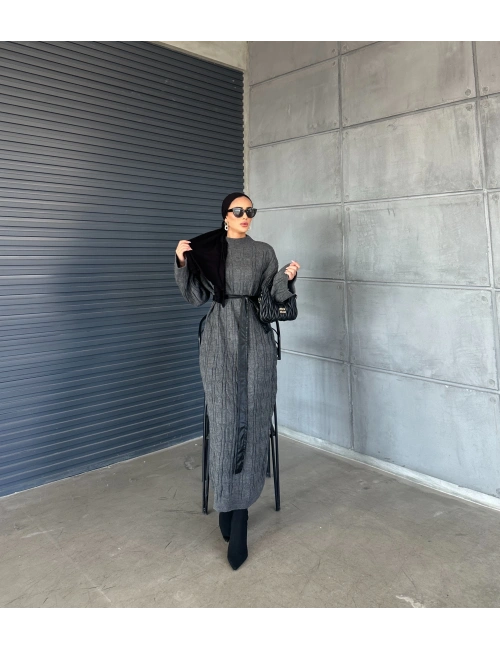 Örme Triko Elbise Antrasit