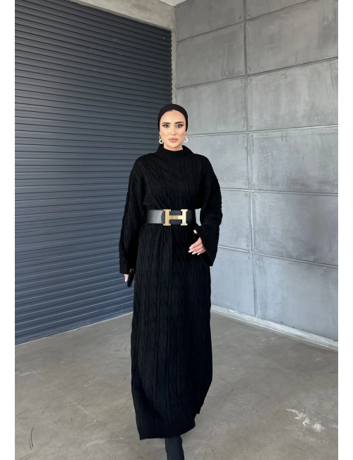 Örme Triko Elbise Siyah