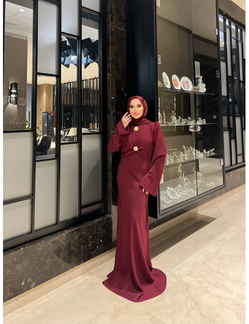 Paris Düz Elbise - Bordo