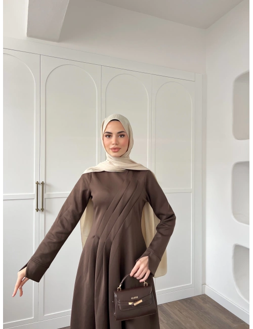 Şila Scuba Elbise - Kahve