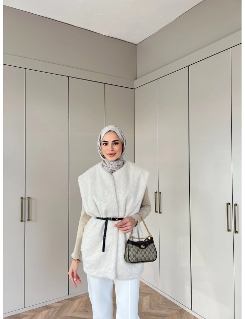 Tay Tüy Yelek - Krem