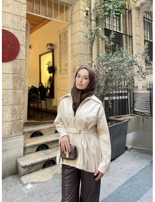 Ulas Deri Ceket - Krem