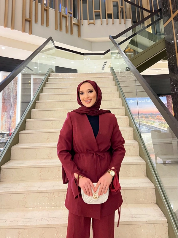 Tina Keten Palazzo Takım - Bordo (Ön Şipariş)