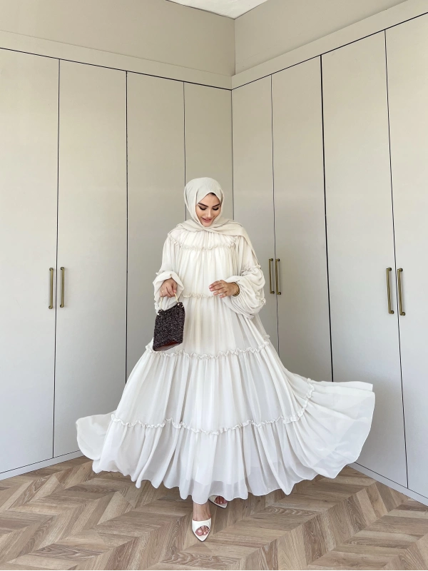 Esso Şifon Elbise - Krem