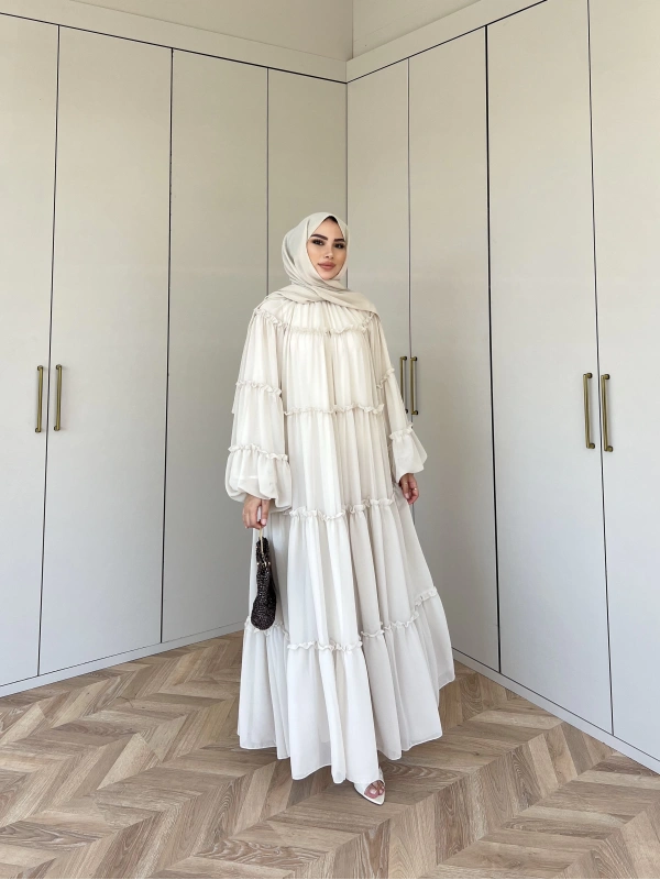 Esso Şifon Elbise - Krem