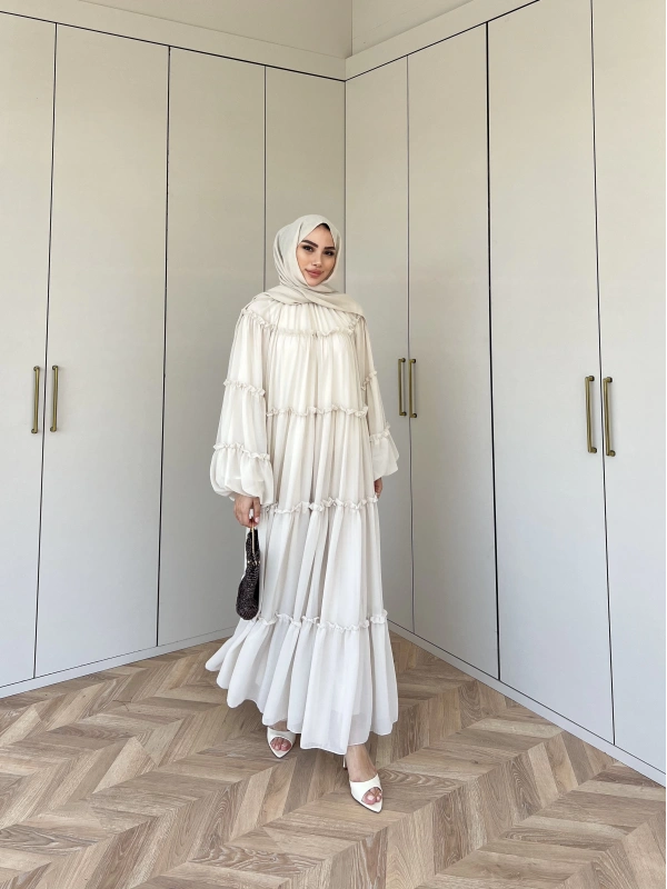 Esso Şifon Elbise - Krem