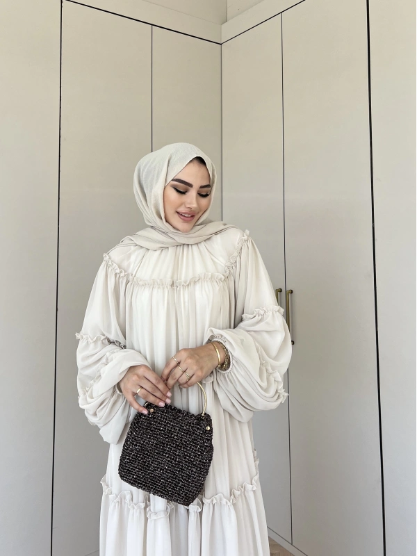 Esso Şifon Elbise - Krem