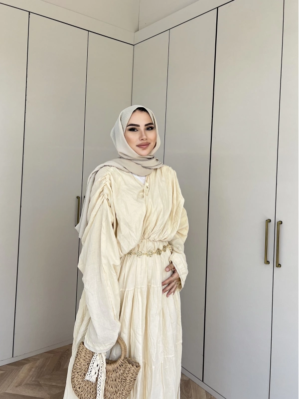 Ema Vual Elbise - Bej