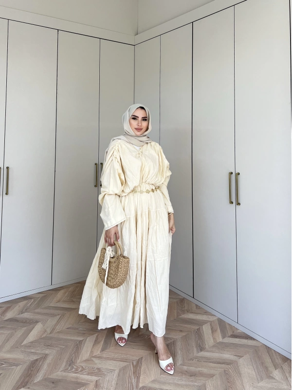 Ema Vual Elbise - Bej