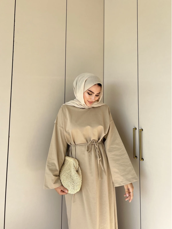 İki İplik Bekla Elbise - Krem