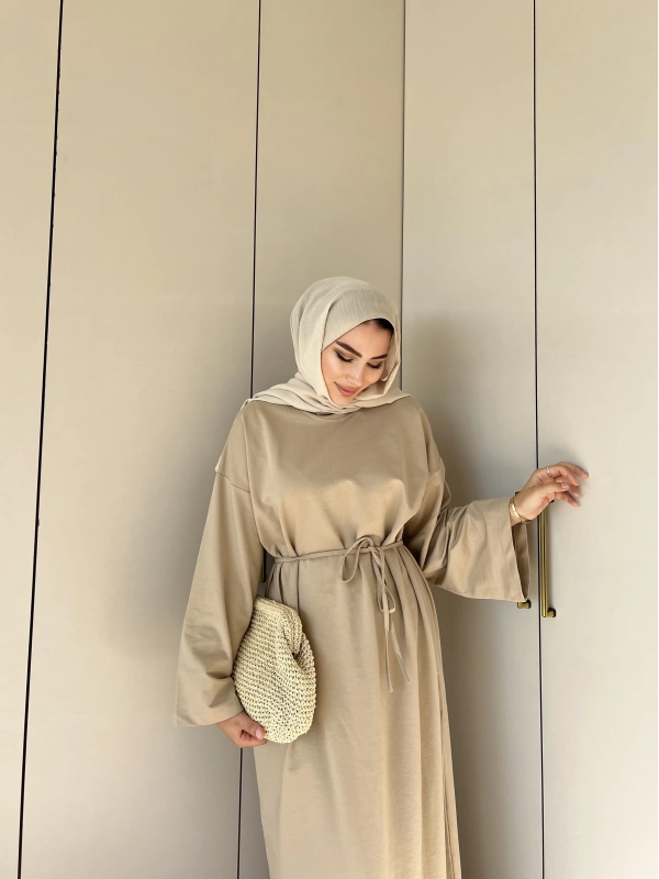 İki İplik Bekla Elbise - Krem