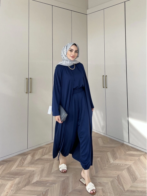 Ahsen Kimona Takım 3lu Set - Lacivert