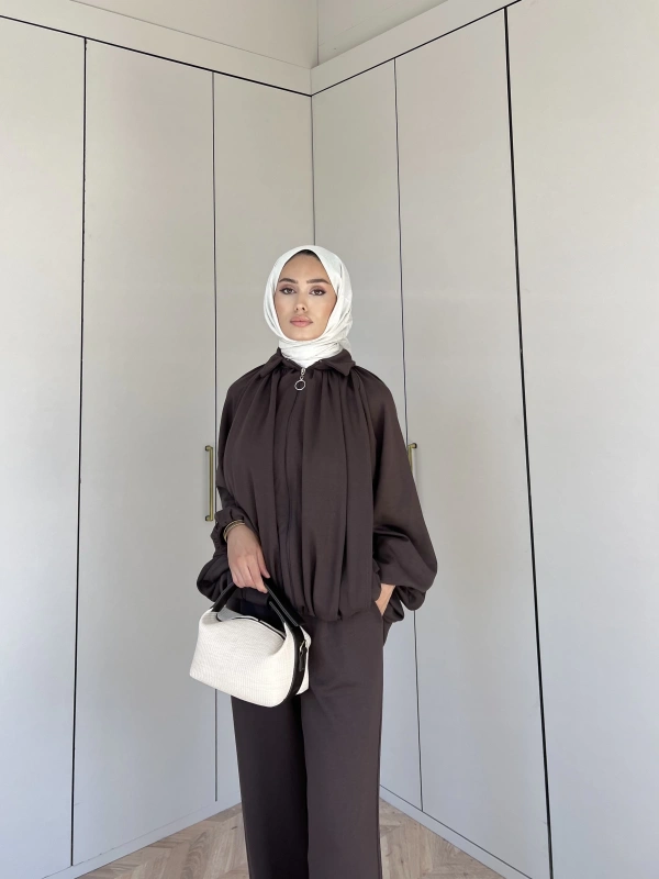 Ayşan Oversize Takım - Kahve