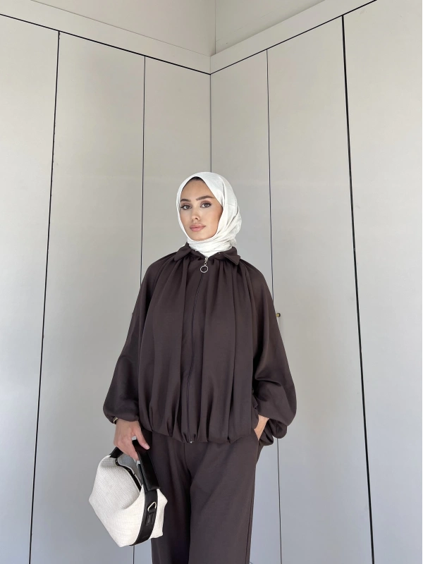 Ayşan Oversize Takım - Kahve