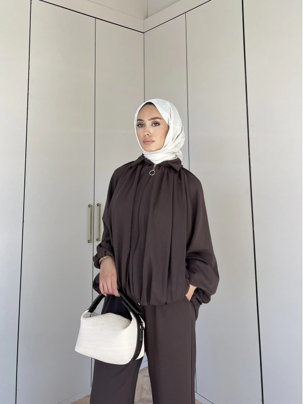 Ayşan Oversize Takım - Kahve