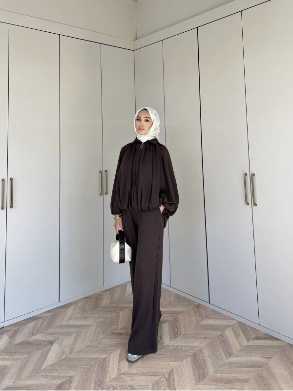 Ayşan Oversize Takım - Kahve