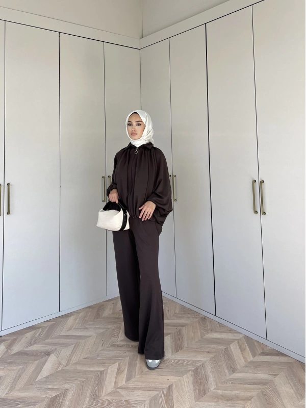 Ayşan Oversize Takım - Kahve