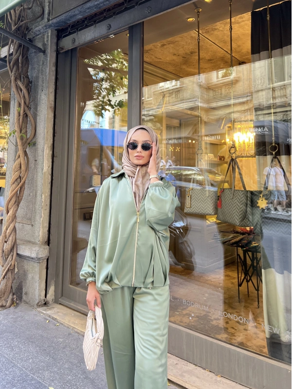 İdil Saten Takım - Yeşil