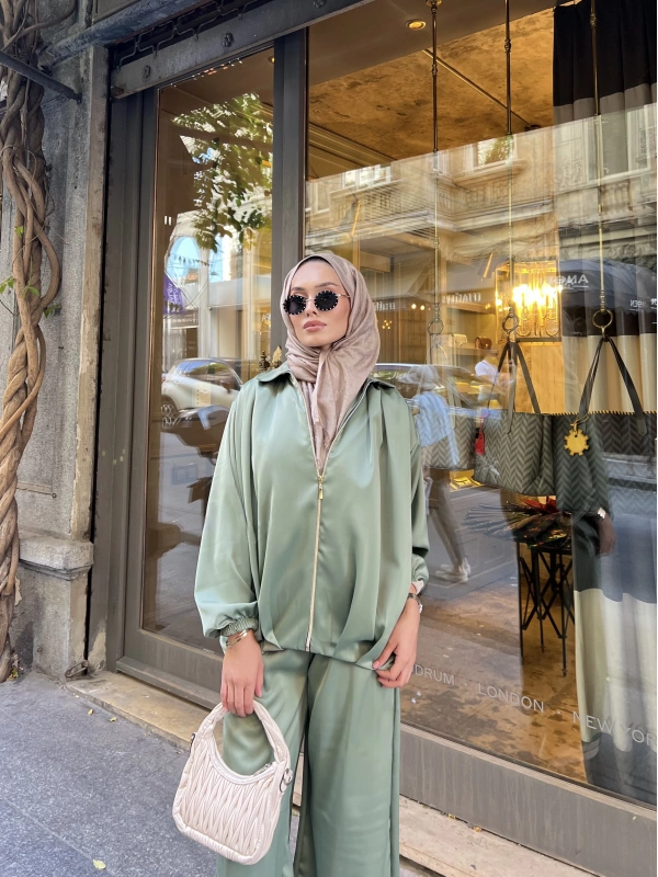 İdil Saten Takım - Yeşil