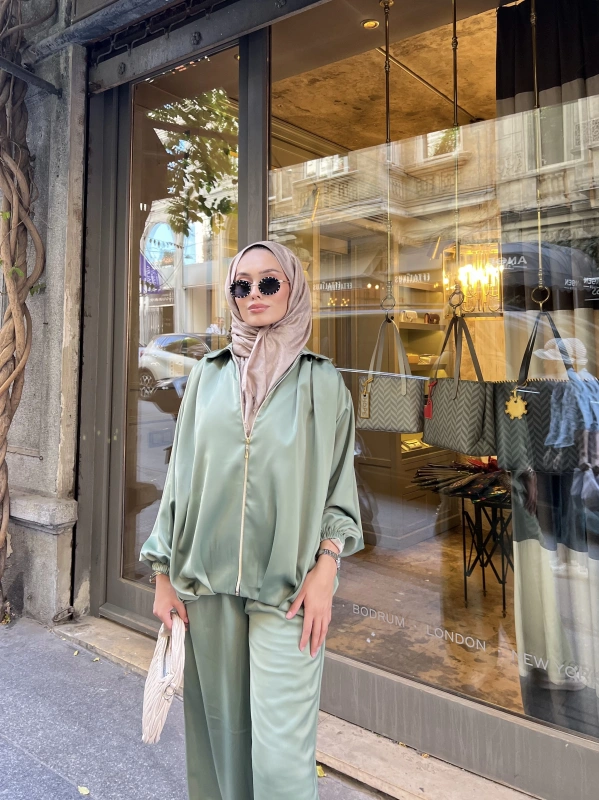 İdil Saten Takım - Yeşil