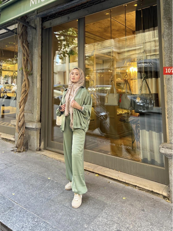 İdil Saten Takım - Yeşil