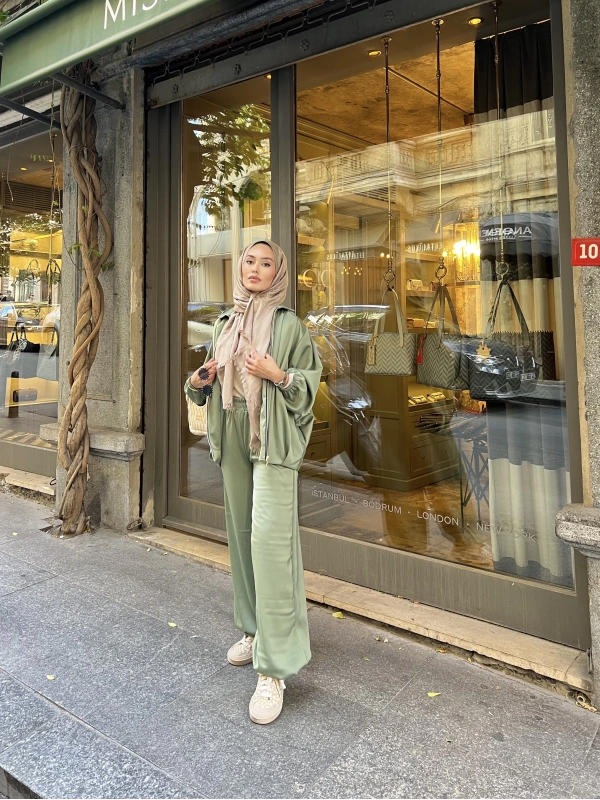 İdil Saten Takım - Yeşil