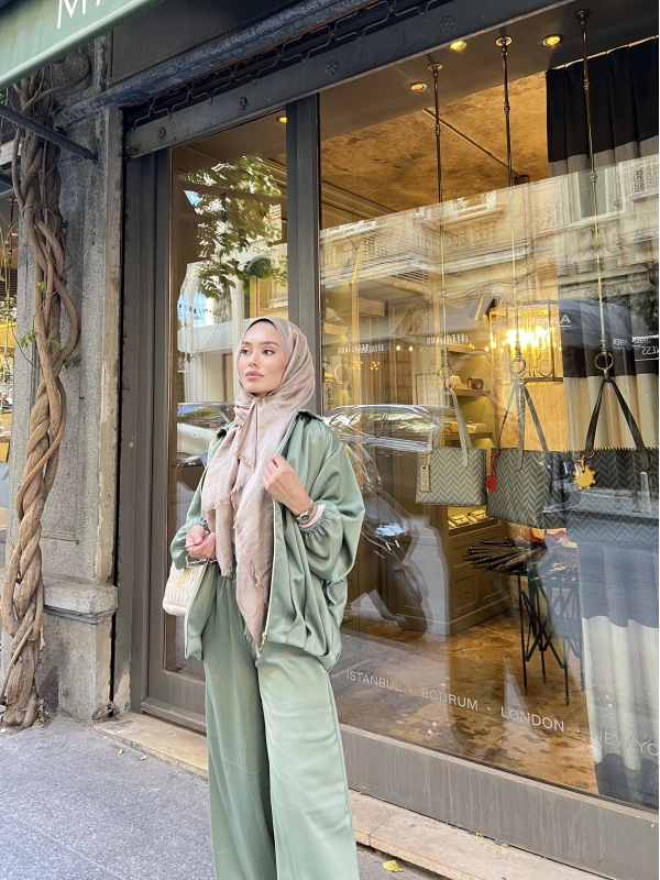 İdil Saten Takım - Yeşil