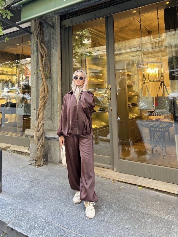 İdil Saten Takım - Kahve