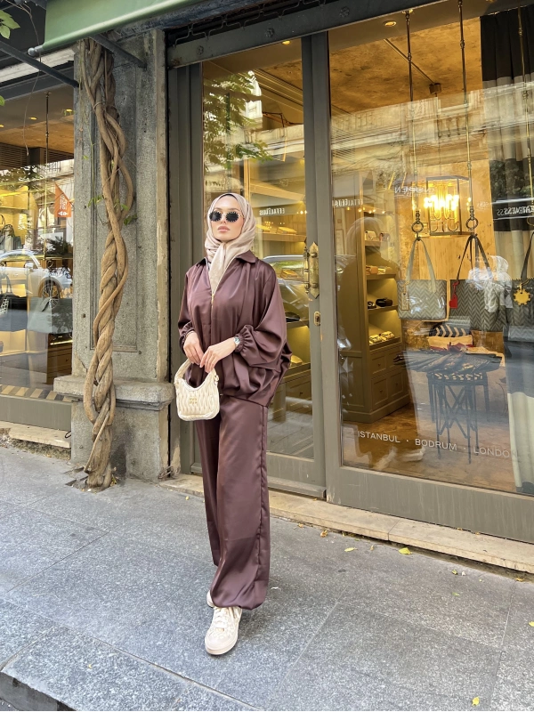 İdil Saten Takım - Kahve