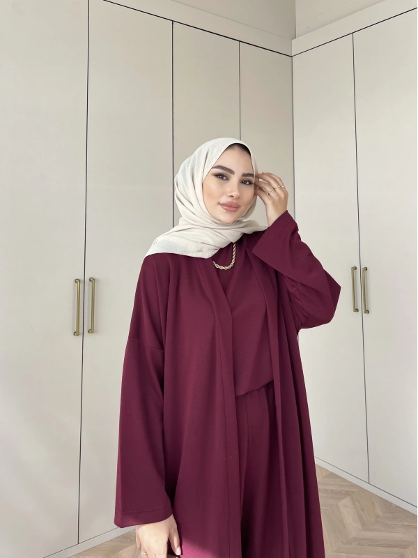 Ahsen Kimona Takım 3lu Set - Bordo