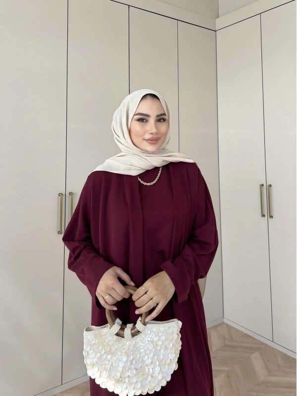 Ahsen Kimona Takım 3lu Set - Bordo