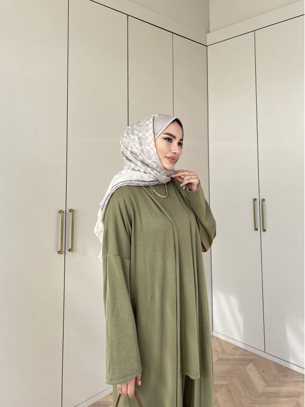 Ahsen Kimona Takım 3lu Set - Yağ Yeşil