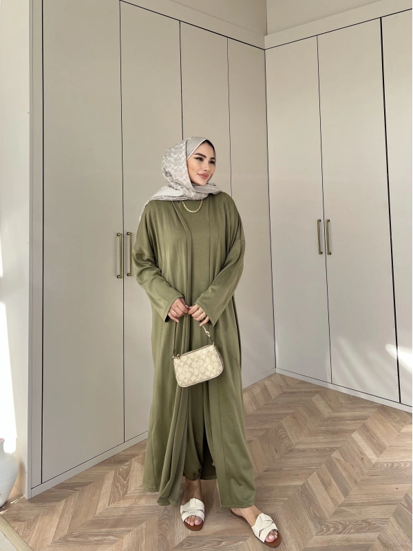 Ahsen Kimona Takım 3lu Set - Yağ Yeşil