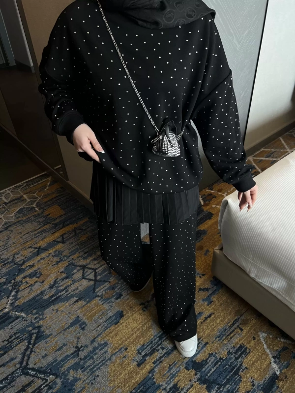 Alt Kısmı Fırfırlı Beli Lastikli İçlik - Siyah