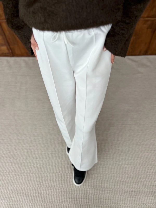 Çımalı Scuba Pantolon - Beyaz