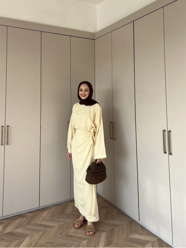 Ela Çapraz Etekli Takım -Sarı