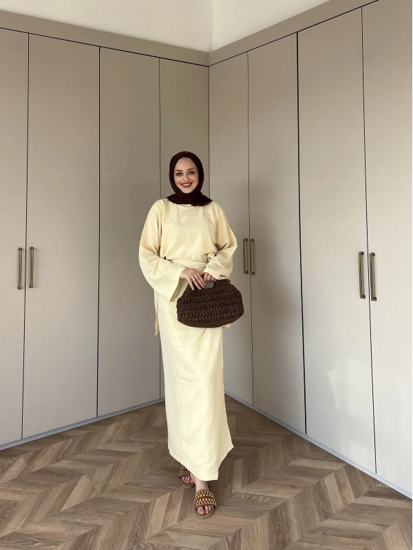 Ela Çapraz Etekli Takım -Sarı