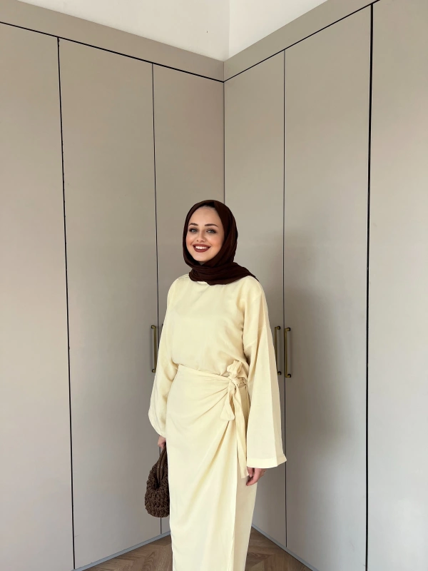 Ela Çapraz Etekli Takım -Sarı