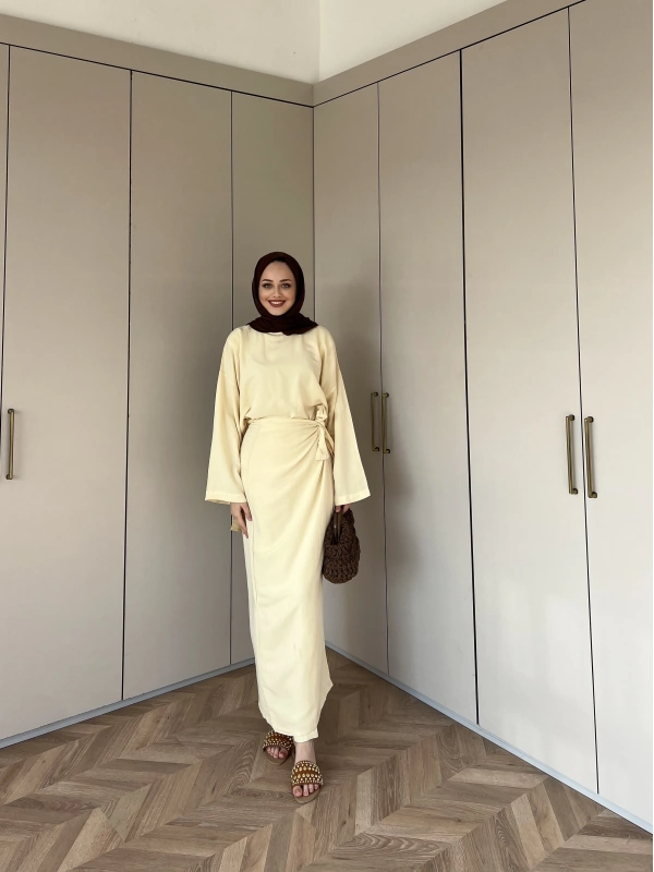 Ela Çapraz Etekli Takım -Sarı