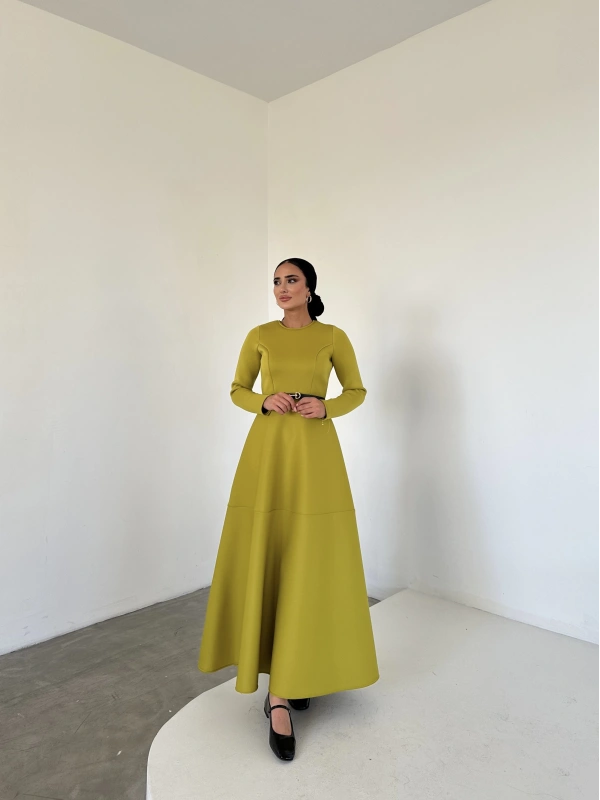 Elin Puf Elbise Yağ Yeşili