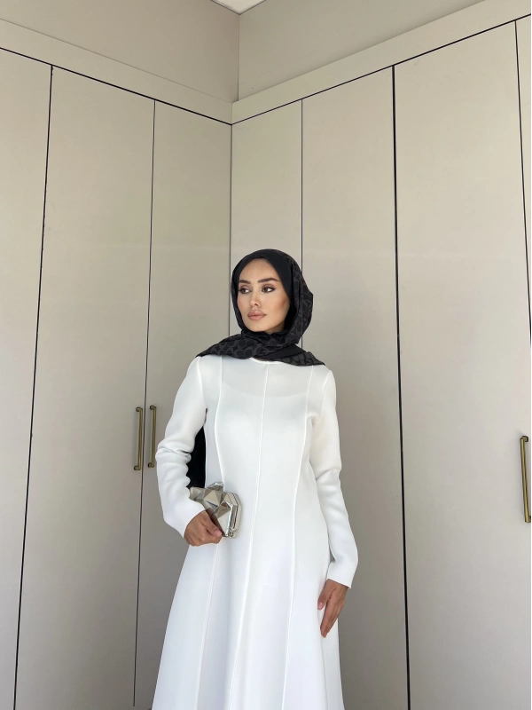 Ella Puf Elbise - Beyaz