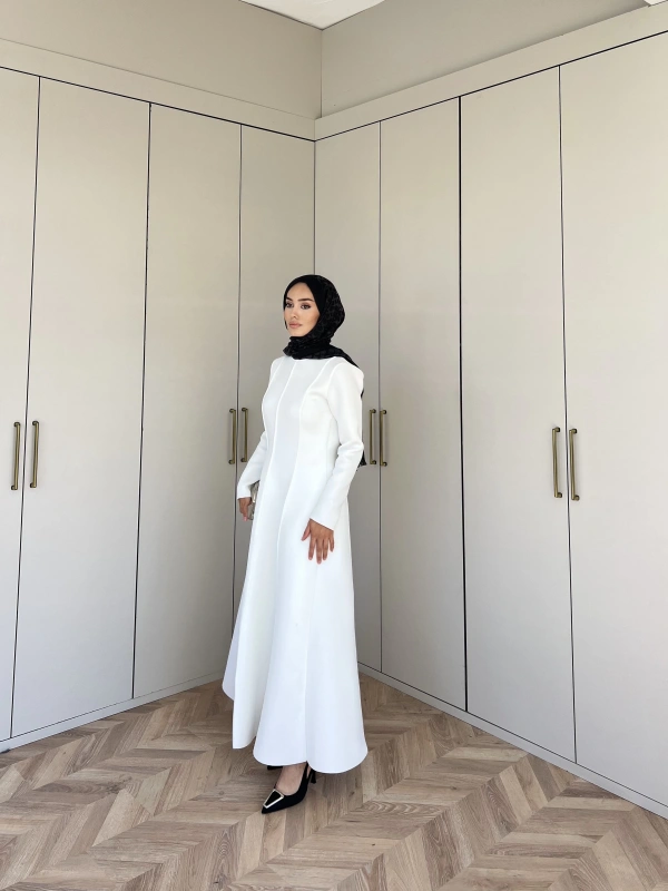 Ella Puf Elbise - Beyaz