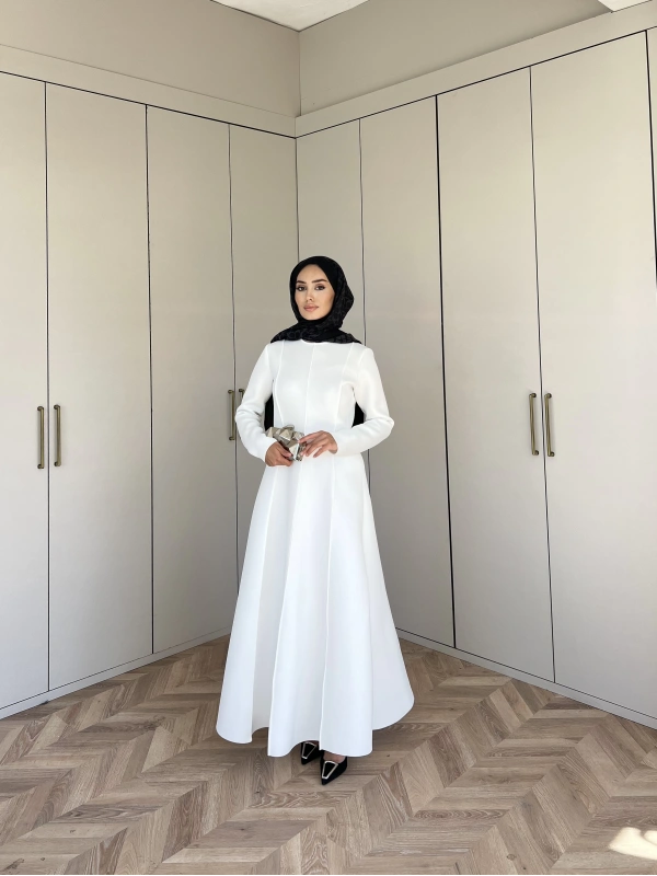 Ella Puf Elbise - Beyaz