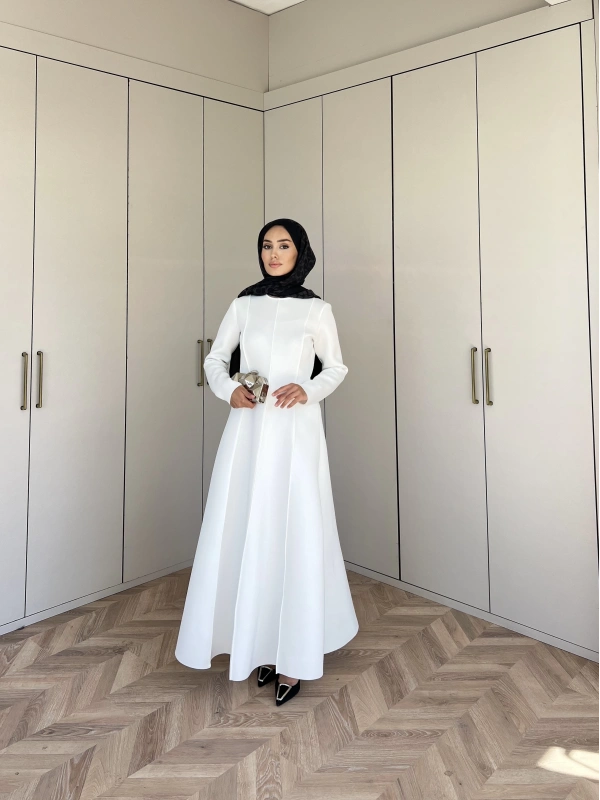 Ella Puf Elbise - Beyaz