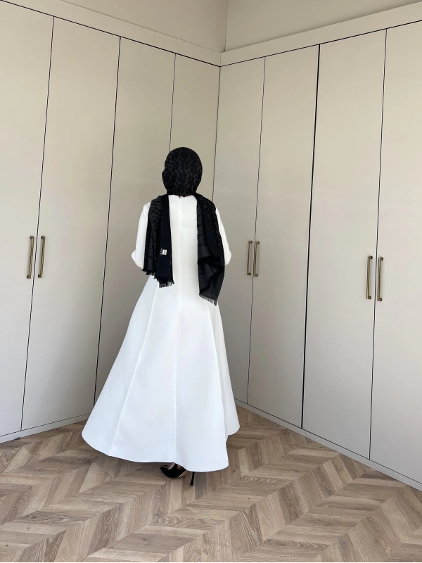 Ella Puf Elbise - Beyaz