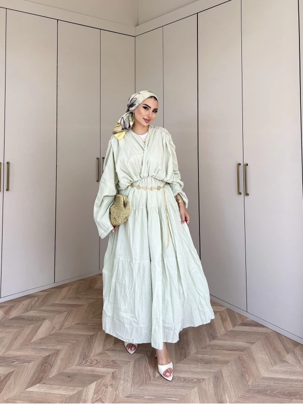 Ema Vual Elbise - Su Yeşil