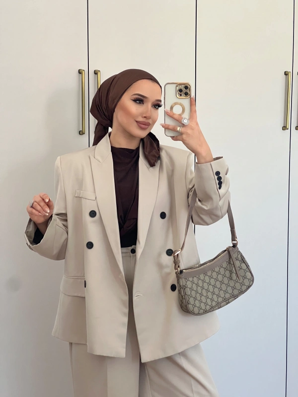 Ennas Ceketli Takım - Krem