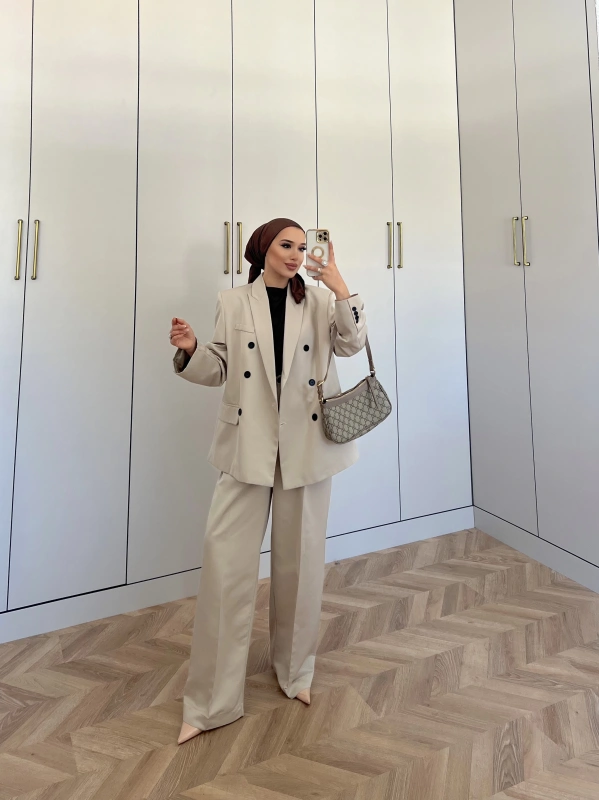 Ennas Ceketli Takım - Krem