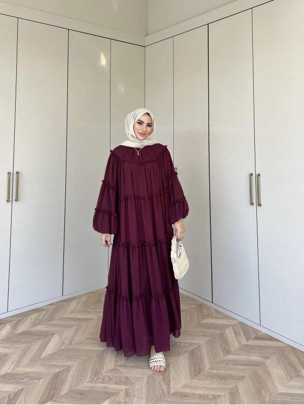 Esso Şifon Elbise - Bordo
